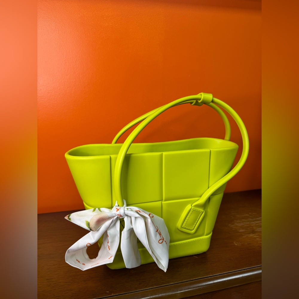 Bottega Veneta Neon Green Tote with Scarf